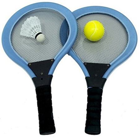 Badminton Seti ve Soft Tenis Topu Mavi