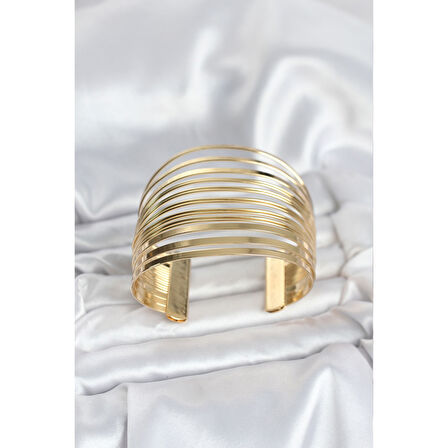 Gold Renk Pirinç Kaburga Model Kadın Bileklik - Lisinya