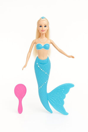 Deniz Kızı Işıklı Oyuncak Bebek mavi 34 cm