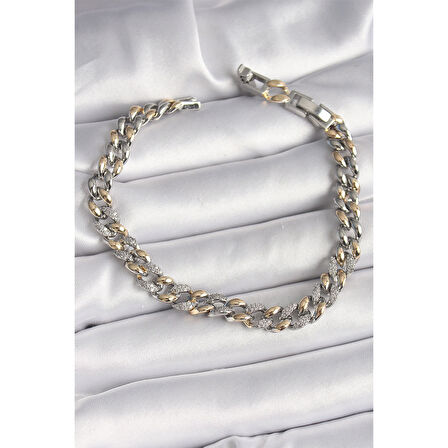 Pirinç Mix Renk Zirkon Taşlı Zincir Model VIP Seri Kadın Bileklik - Lisinya