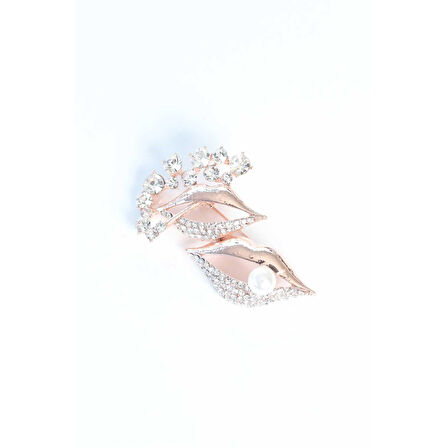 Zirkon Taşlı Metal Broş - Lisinya