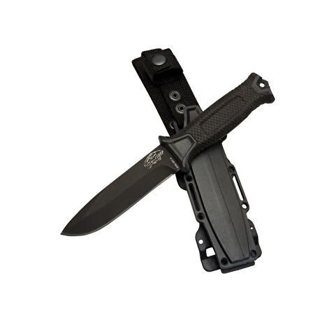 Tiger Tactical Htm 1041 A Siyah Outdoor / Survival Bıçak 27cm - Kauçuk Sap, Kılıflı, Kutulu ( Lisinya )