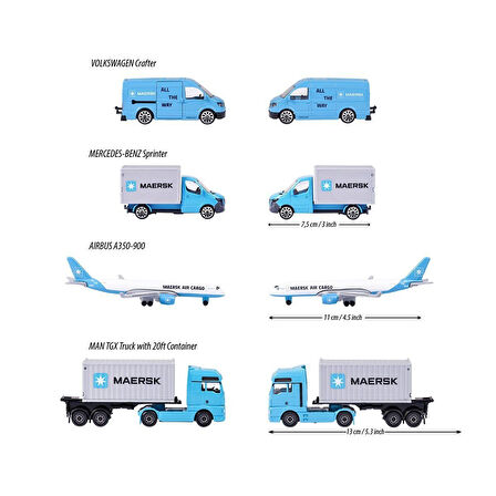 212057290 Majorette MAERSK Lojistik Arabaları 4 Parça -Simba