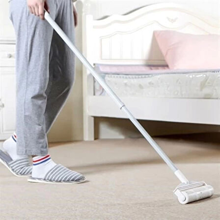 Pratik Temizlik İçin Yapışkanlı Tüy Rulosu 24 Cm Teleskopik Uzayabilen Saplı 2 Yedek Rulo