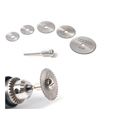 Metal 6 Parça Mini Matkap Ucu Ahşap Kesme Yuvarlak Çelik Bıçak Disk Testere Seti Kiti ( Lisinya )