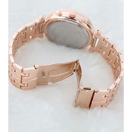 Zarif Ve Şık Özel Tasarım Zirkon Taşlı Metal kadın Kol Saati (rose) ( Lisinya )