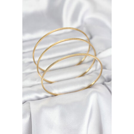 316L Çelik Gold Renk Simli Model Ajda 65 mm Kadın Bileklik - Lisinya