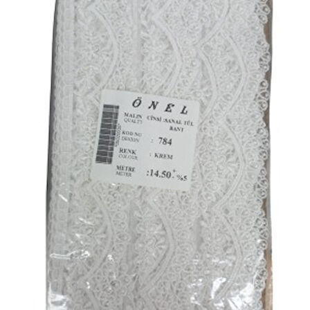 Dantel Polyester Sanal Tül Bant Krem 14,50 Metre En 3 Cm On-784-kr