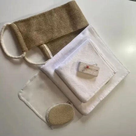 %100 Keten 6'lı Banyo Hamam Seti