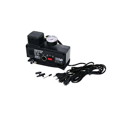 220 Volt-12 Volt 250 Psi Psi Kompresör Lastik Hava Şişirme Oto Pompası Fişli Çakmaklıklı ( Lisinya )