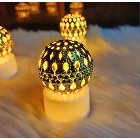 12'li Ramazan Ayaklı LED Işık (Gold, Gün Işığı)