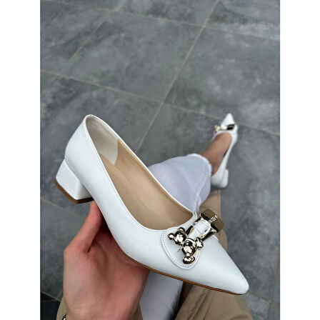 Jies Beyaz Topuklu Ayakkabı - Lisinya