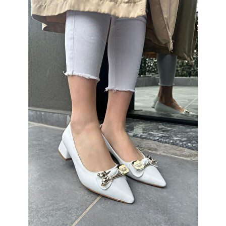 Jies Beyaz Topuklu Ayakkabı - Lisinya