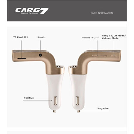 Carg7 Bluetooth Araç Fm Transmitter Usb Girişli ( Lisinya )