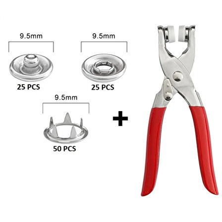 Metal Çıtçıtlı Düğme Pensesi Ve Düğmesi (25 Set) ( Lisinya )