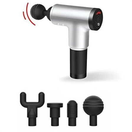 4 Başlıklı 6 Seviye Hız Ayarlı Vurmalı Kas Yoğurmalı Titreşimli Masaj Tabancası Aleti ( Lisinya )