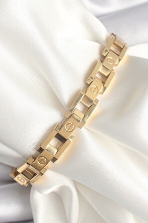 316L Çelik Gold Renk Unisex Bileklik - Lisinya