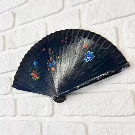 Bambu Çift Taraflı Siyah Yelpaze 12'li Paket