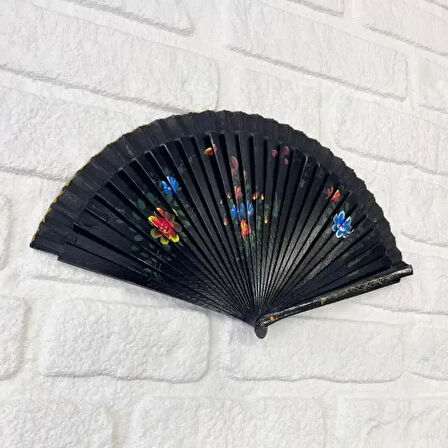 Bambu Çift Taraflı Siyah Yelpaze 12'li Paket