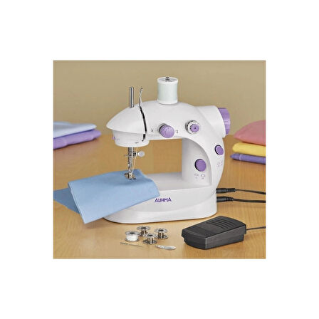 Işıklı Pedallı Dikiş Makinesi Mini Asw1 Beyaz Nakış ( Lisinya )