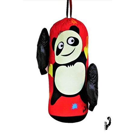 Çocuk Boks Kum Torbası Eldiven Dahil 2-6 Yaş Panda 3KG