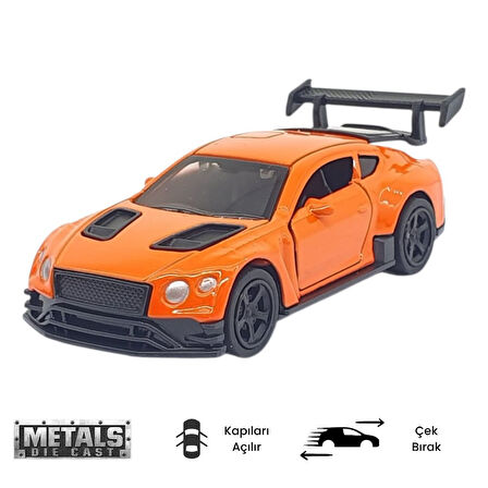 Çek Bırak Metal Küçük Arabalar 8 cm Turuncu