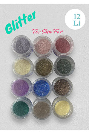 Glitter Sim Far 12'li – Yüz Ve Vücut İçin Parıltılı Sim Göz Farı