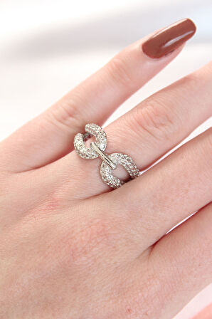 Zirkon Taşlı Silver Renk Ayarlanabilir Yüzük - Lisinya