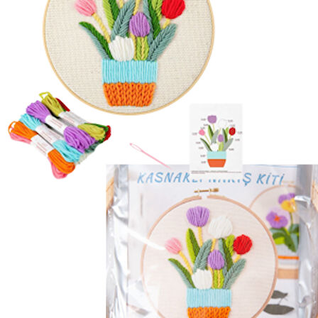 Nakış Kitleri Kasnaklı 13.5 X 18.8 Cm Lale