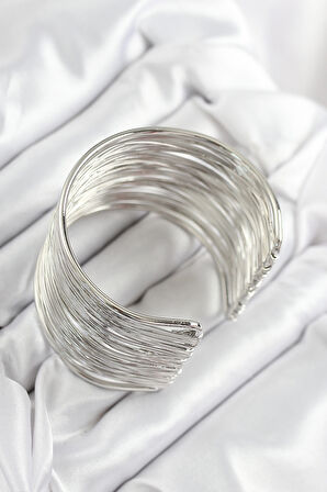 Pirinç Tel Sarma Model Gümüş Renk Kadın Bileklilk - Lisinya