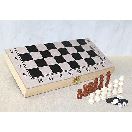 Ahşap Kutulu Satranç Ve Tavla Seti Alk4022 ( Lisinya )