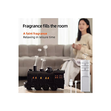 Tren Şeklinde Buharlı Oda Hava Nemlendirici Işık Buhar Makinesi Kumandalı ( Lisinya )