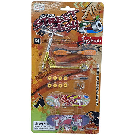 Parmak Kaykay - Skate Board - Paten ve Scooter Oyun Seti  Turuncu
