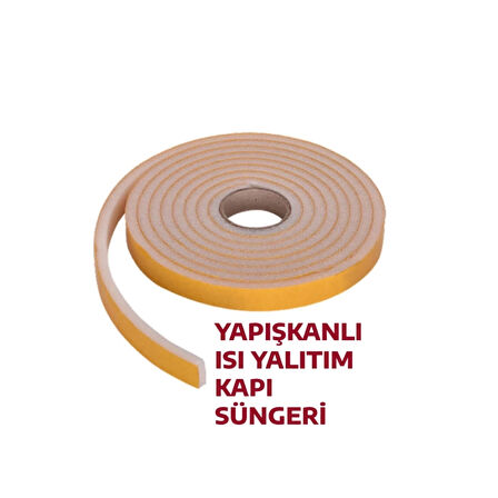 5 Adet 3 Metre Yapışkanlı Kapı Bandı Isı Yalıtım Süngeri ( Lisinya )