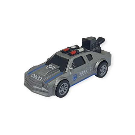 Çek Bırak Metal Küçük Arabalar 8 cm - SH40031 - Gri Polis Arabası (Lisinya)