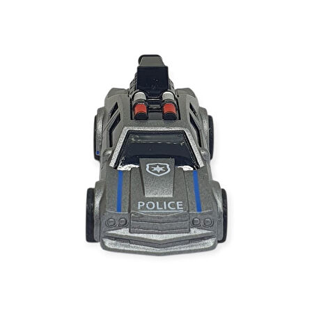 Çek Bırak Metal Küçük Arabalar 8 cm - SH40031 - Gri Polis Arabası (Lisinya)