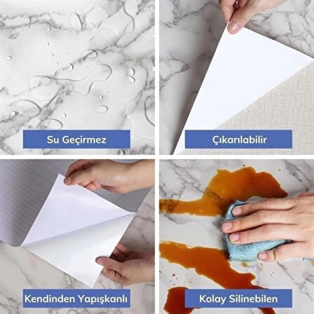 5mt X 60 Cm Mermer Desenli Masa Tezgah Mutfak Su Geçirmez Yapışkanlı Folyo Sticker ( Lisinya )