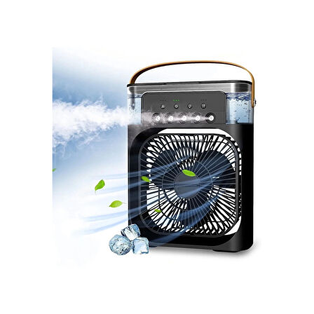 Taşınabilir Işıklı 5 Spreyli Vantilatör Buzlu Buharlı Vantilatör Mini Fan Nemlendirici ( Lisinya )