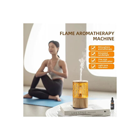 Mum Işığı Görünümlü Taşınabilir 125ml Kapasiteli Işıklı Aroma Yayıcı Hava Nemlendirici ( Lisinya )