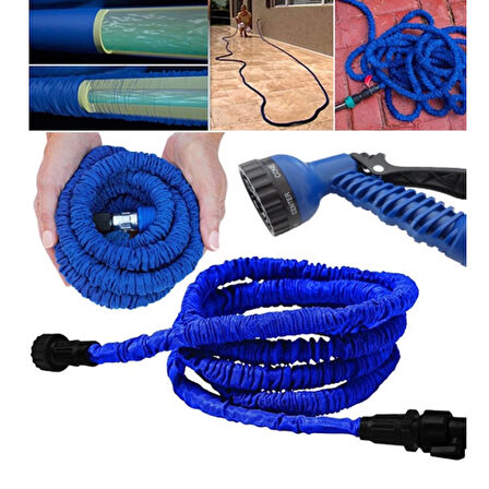 30 Metre Uzayan Bahçe Sulama Araç Yıkama Hortumu 7 Kademeli Başlık ( Lisinya )