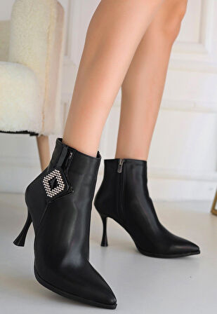 Moose Siyah Cilt Topuklu Bot - Lisinya