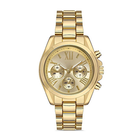 Zarif Ve Şık Özel Tasarım Roma Rakam Detaylı  Metal kadın Kol Saati (gold) ( Lisinya )