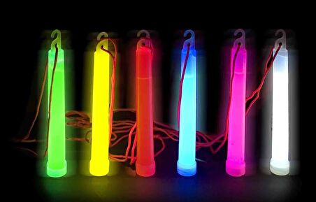 Karanlıkta Yanan Asılabilir ip Aparatlı Glow Stick Kolye Glow Stick Lamba 6 Adet 6 Renk 15 cm (4434)