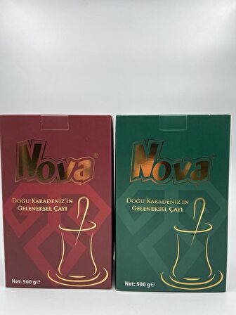 NOVA KIRMIZI VE YEŞİL PAKET HEDİYELİK ÇAYLAR 500 GR X 2