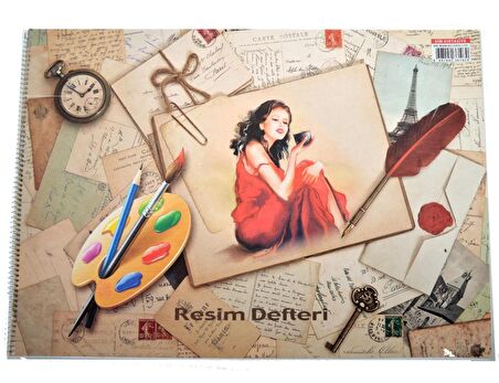 Sim 35x50 Spiralli Karton Kapak 15 Yaprak Resim Defteri 12 Adet