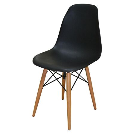 Woodesk Luna Ağaç Ayaklı Eames Siyah Sandalye SND3006-SYH