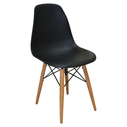 Woodesk Luna Ağaç Ayaklı 2 ADET Eames Siyah Sandalye SND3011-2SYH