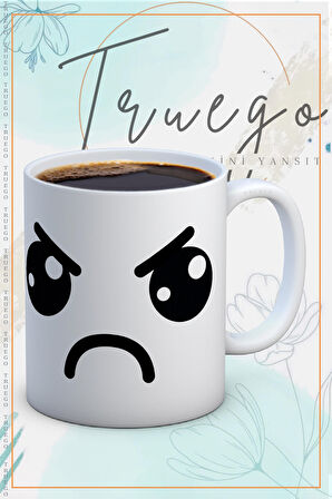Baskılı Kupa Bardak Seramik Mug - Kızgın Emoji