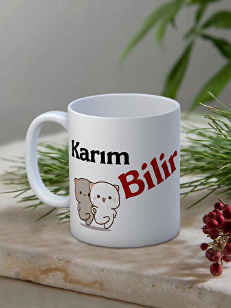 Baskılı Kupa Bardak Seramik Mug - Karım Bilir
