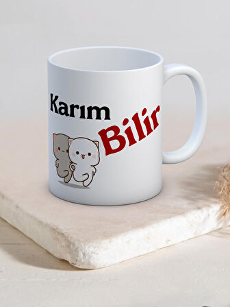 Baskılı Kupa Bardak Seramik Mug - Karım Bilir
